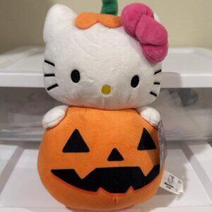 Hello Kitty Pumpkin Halloween Plush 10” Jack O Lantern Sanrio Official w/ Tags